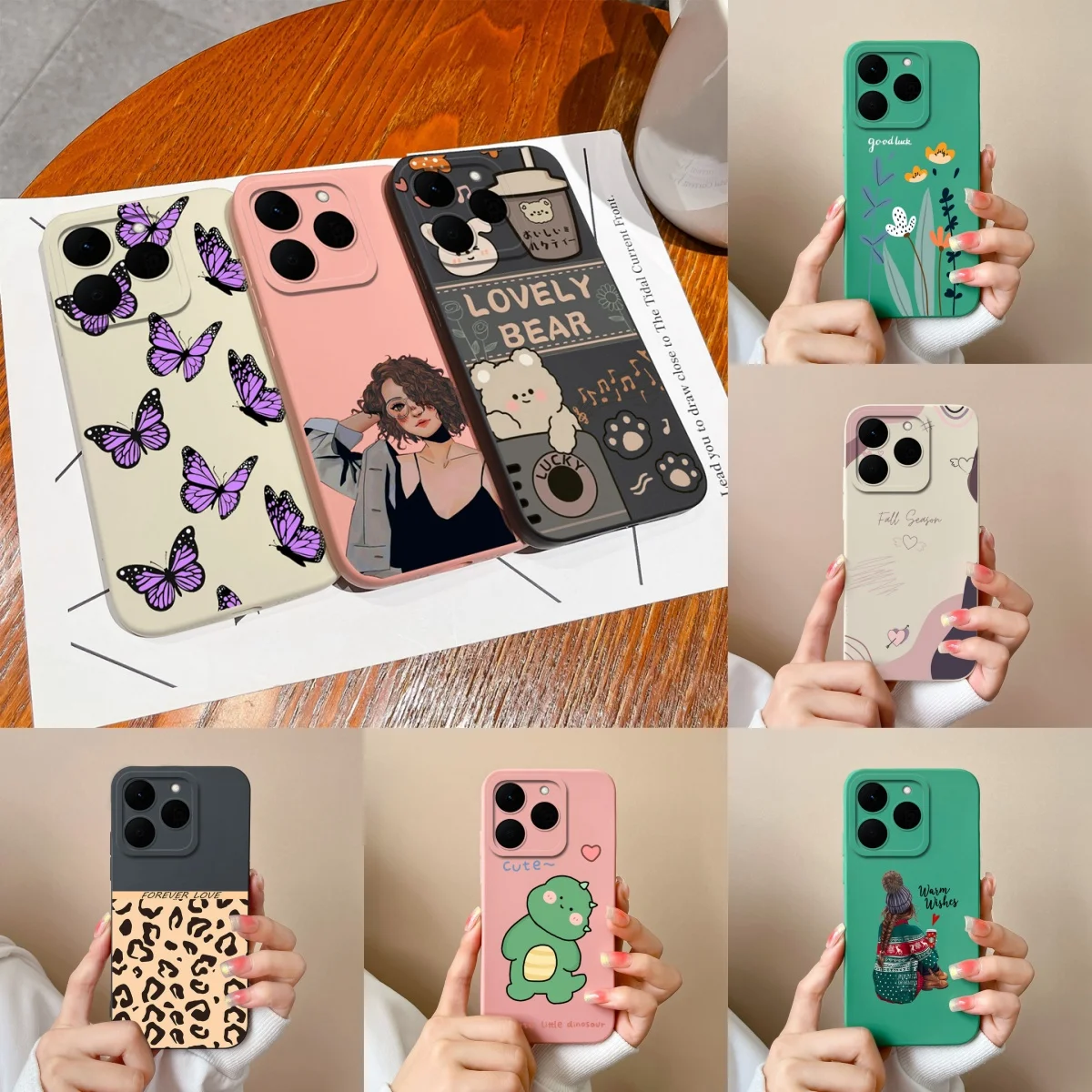 Per Realme 15X 15T Custodia Viola Farfalla Ragazza Silicone Antiscivolo Antiurto Antivegetativa Paraurti Estetico Per OPPO Realme15X Capa