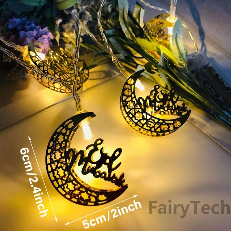 Eid Mubarak Moon Star Led String Lights Ramadan Fairy Light Decorations for Home Holiday Decorative Islam Muslim Event Party