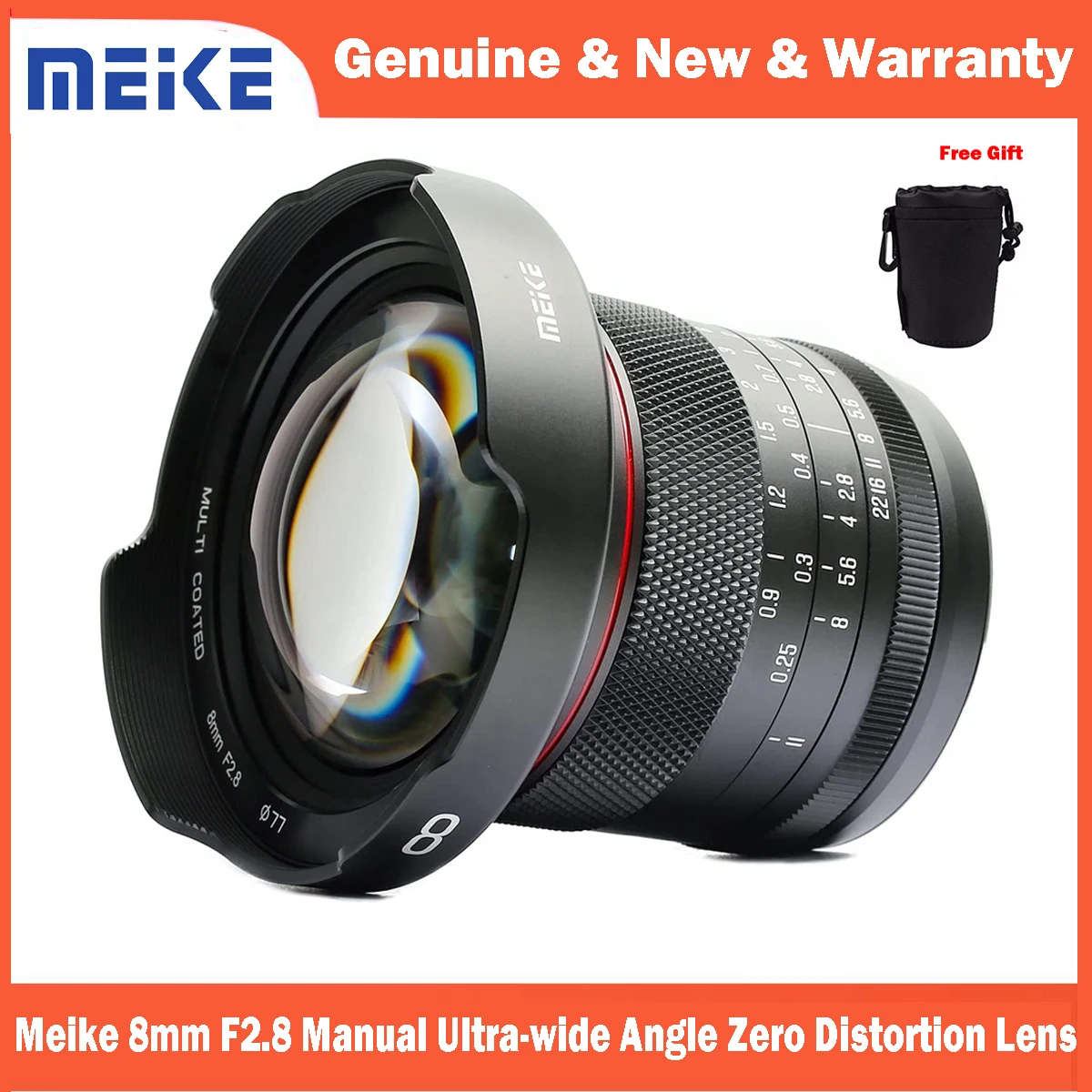 

Meike 8mm F2.8 Prime Manual Focus Ultra-wide Angle and Zero Distortion Lens for Panasonic Lumix/ Olympus Micro 4/3 M43 Cameras