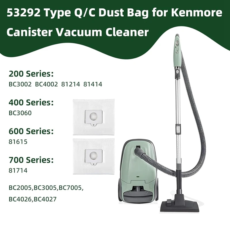 12PCS Type Q/C Canister Vacuum Cleaner Bags For Kenmore Series 200, 400, 600, 700, 800