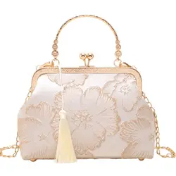 Chinese Style Embroidered Shoulder Bag Elegant Handbag Retro Small Square Bag