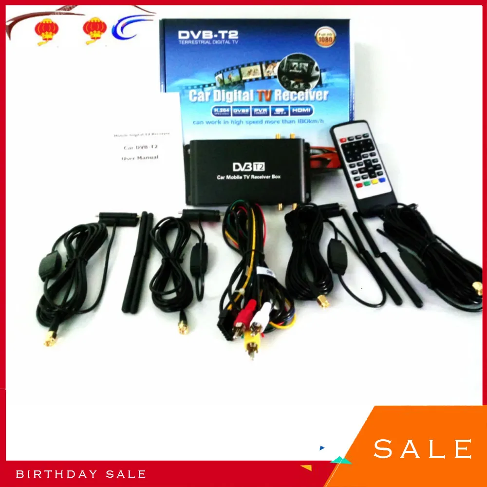 

2024 New 180-200Km/H DVB-T2 FM 4 Antenna 4 Chip FM DVB T2 Vehicle USB HDTV Receptor For Russian