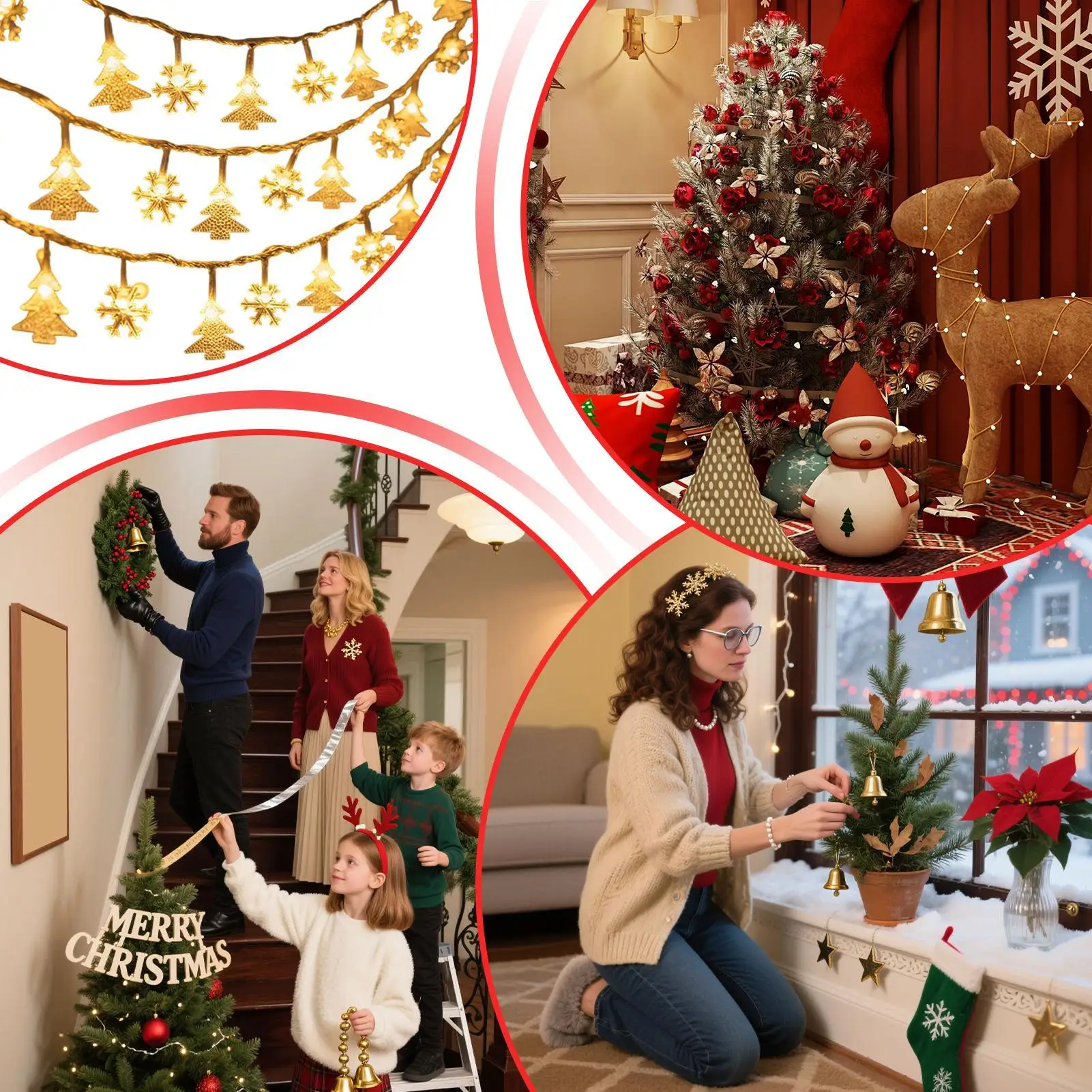 أضواء عيد الميلاد لشجرة مقاوم للماء 16Ft الجنية عيد الميلاد LED أضواء الجنية سلسلة للداخلية في الهواء الطلق حديقة ساحة فناء الشرفة