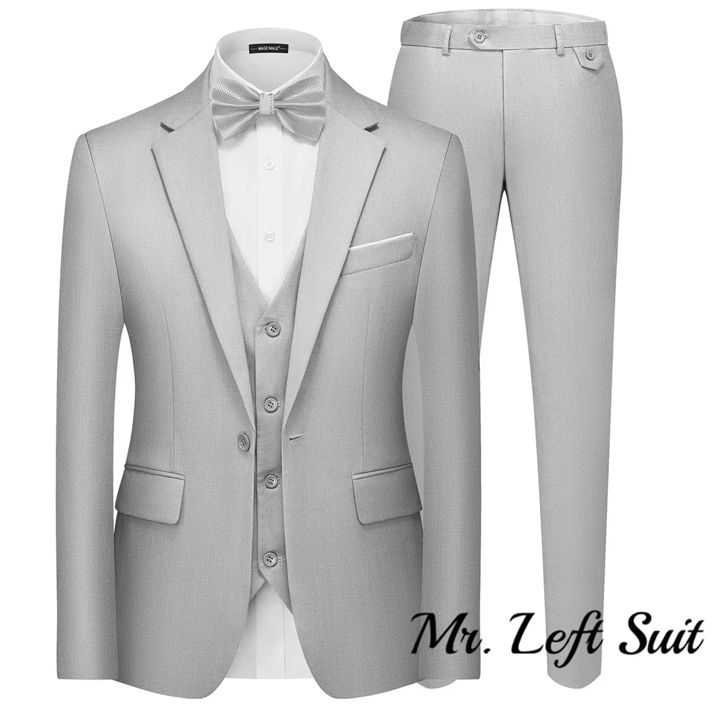 17 Color XS-5XL (Jacket + Vest + Pants) Retro Gentleman Classic Mens Formal Business Slim Suit 3Pces Set Groom Wedding Dress