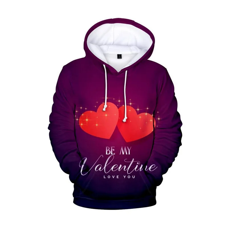 

3D Couple Happy Valentine's Day Printing Hoodies For Men Kid Fashion Streewtear Hooded Sweatshirts Lovers Harajuku Clothing Tops