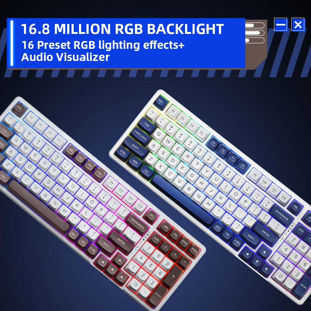Imagem -03 - Thunderobot-teclado Mecânico do Jogo K98 sem Fio Pbt Hot Swap Bluetooth Rgb para Ios Mac Vitória Android