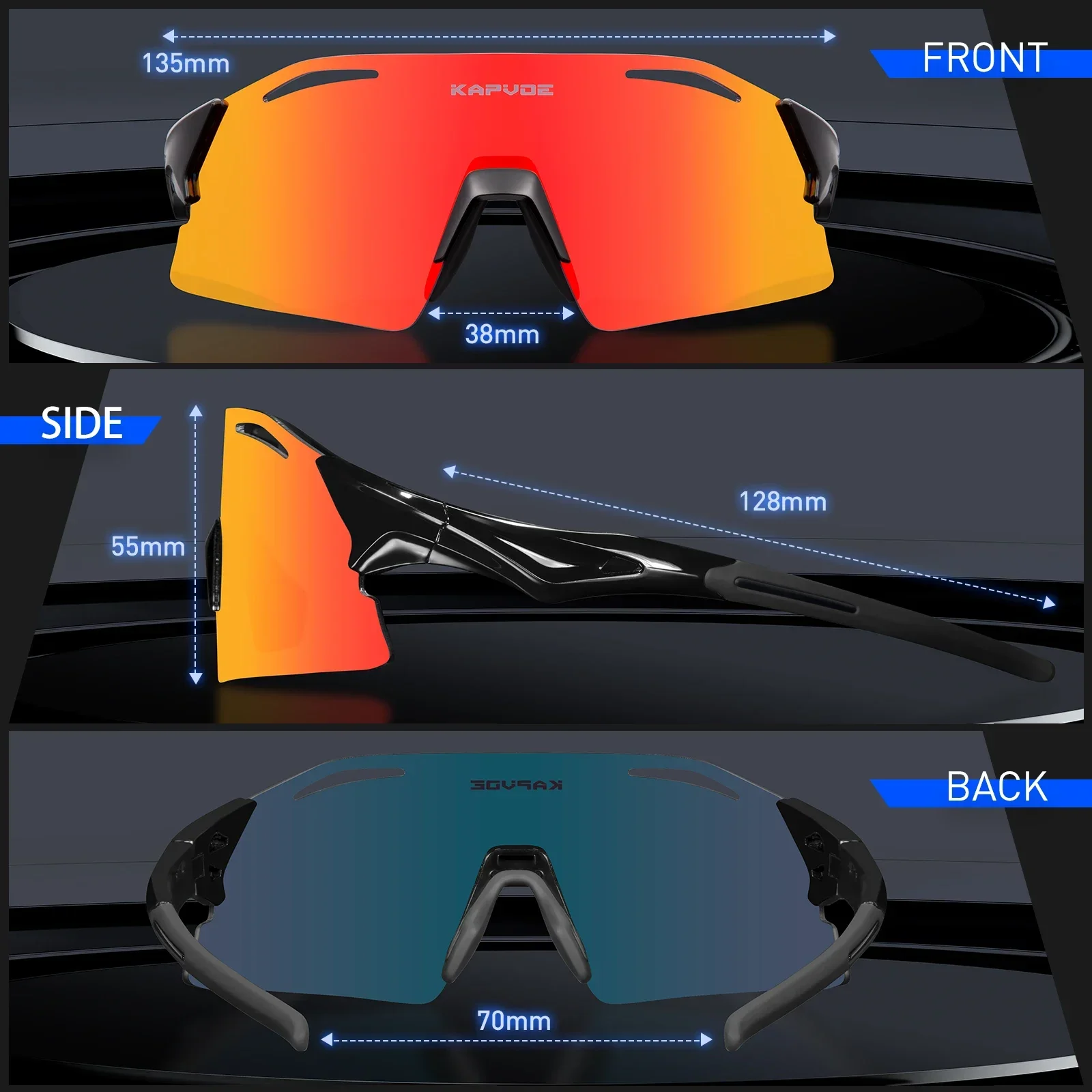 Kapvoe Fashion Bike Sunglasses for Men Cycling Glasses UV400 Eyewear Women Road Bicycle Driving Outdoor Sport Marathon Triathlon