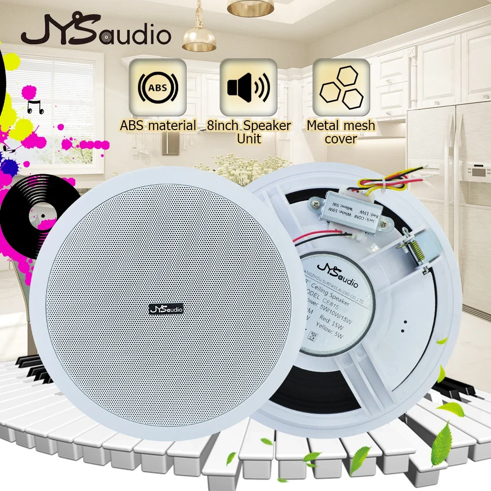 

8 inch Stereo Ceiling Speaker Home Theater Background Music Audio 70V/100V Public Broadcast Loudspeaker for Restaurant Hotel