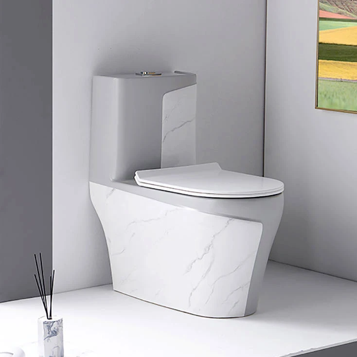 Modern Sanitary Ware Luxury Dual Flush Bathroom One Piece Grey Marble Pattern Ceramic WC Toilet image 3