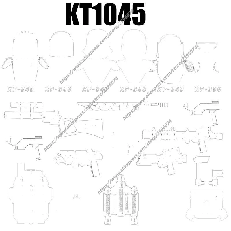 액션 피규어 빌딩 블록 브릭 장난감, 영화 액세서리, XP345 XP346 XP347 XP348 XP349 XP350, KT1045