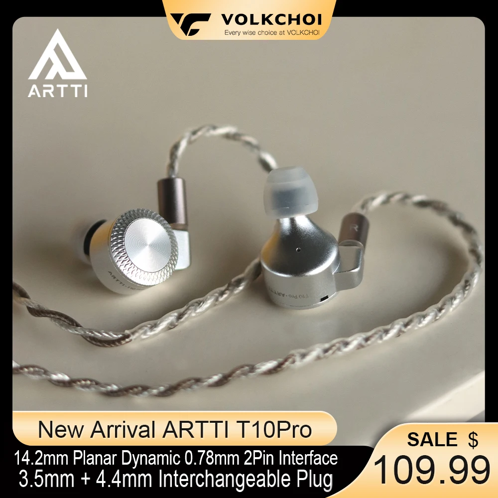 ARTTI T10 Pro In Ear Wired Monitor HIFI Earphones 14.2mm Planar Dynamic 3.5MM/4.4MM Interchangeable Plug 0.78mm 2Pin Interface