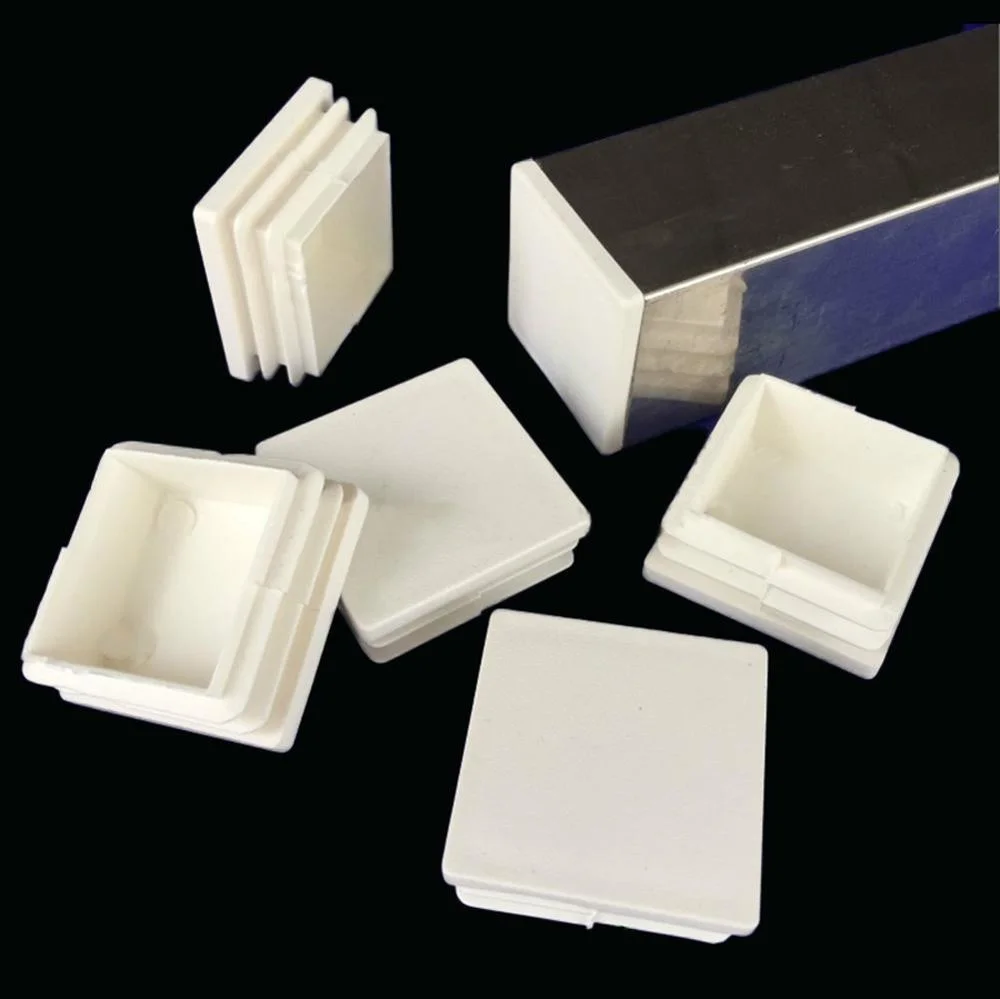 2/10/20 pcs. White Plastic Rectangular Caps Tubular Inserts Bung Steel Plug