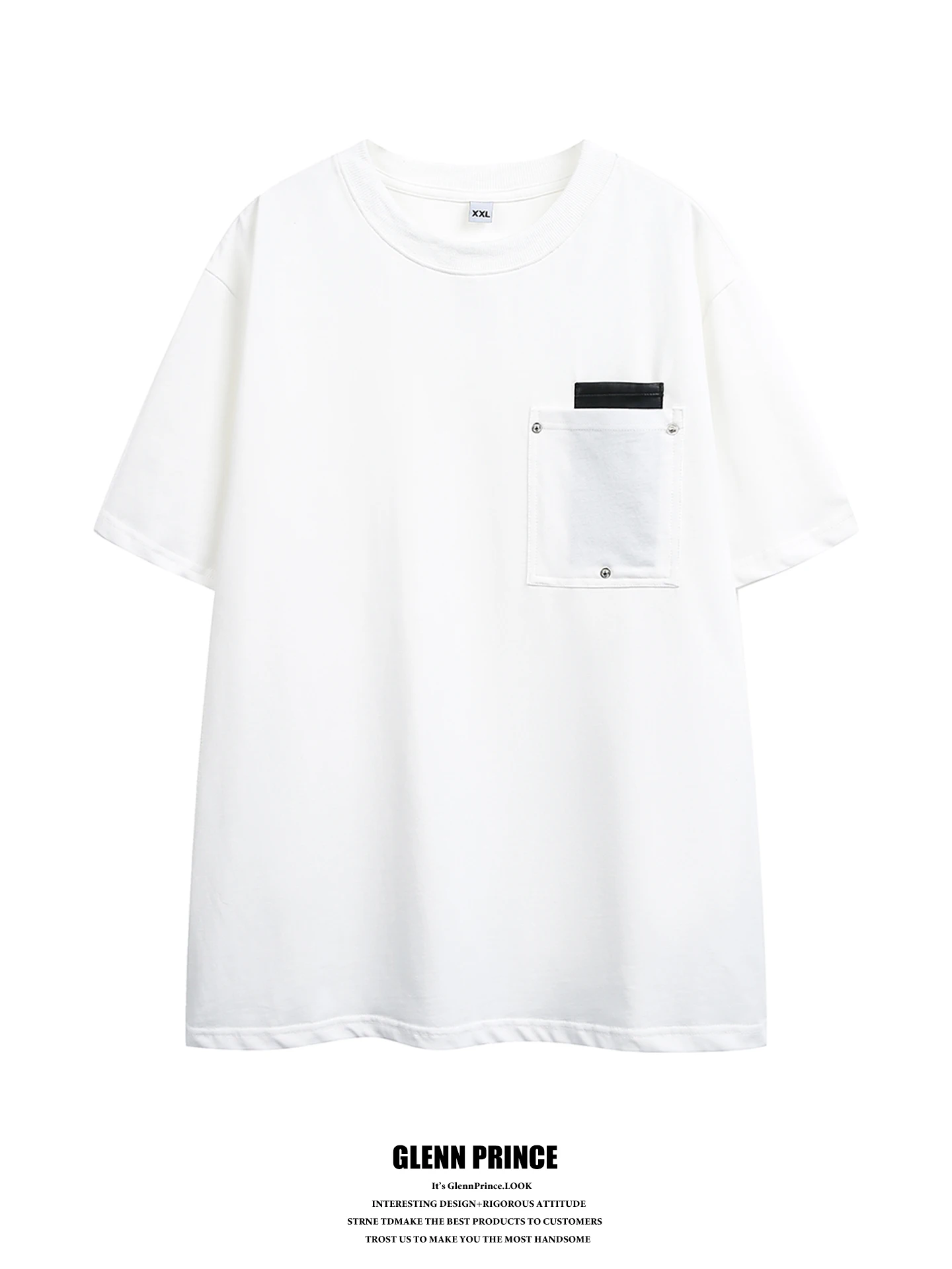 

Retro Japanese Style Men's T-Shirt Summer Loose Fit Cotton Rivet Pocket Short Sleeve Fashionable Casual round Neck Tee