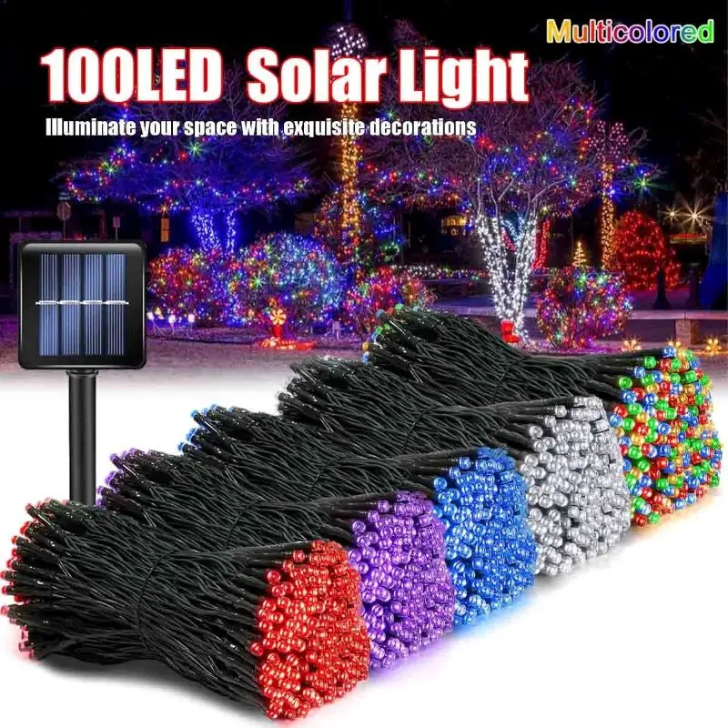 

30/100 LED Solar String Lights for Outdoor Waterproofing Used for Garden and Tree Decoration in 8 Modes