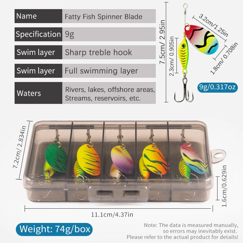 LUSHAZER سبينر ملعقة معدنية الصيد إغراء غرق 75 مللي متر 9 جرام الصيد الطعم لسمك السلمون المرقط باس الدورية الترتر إغراء #3