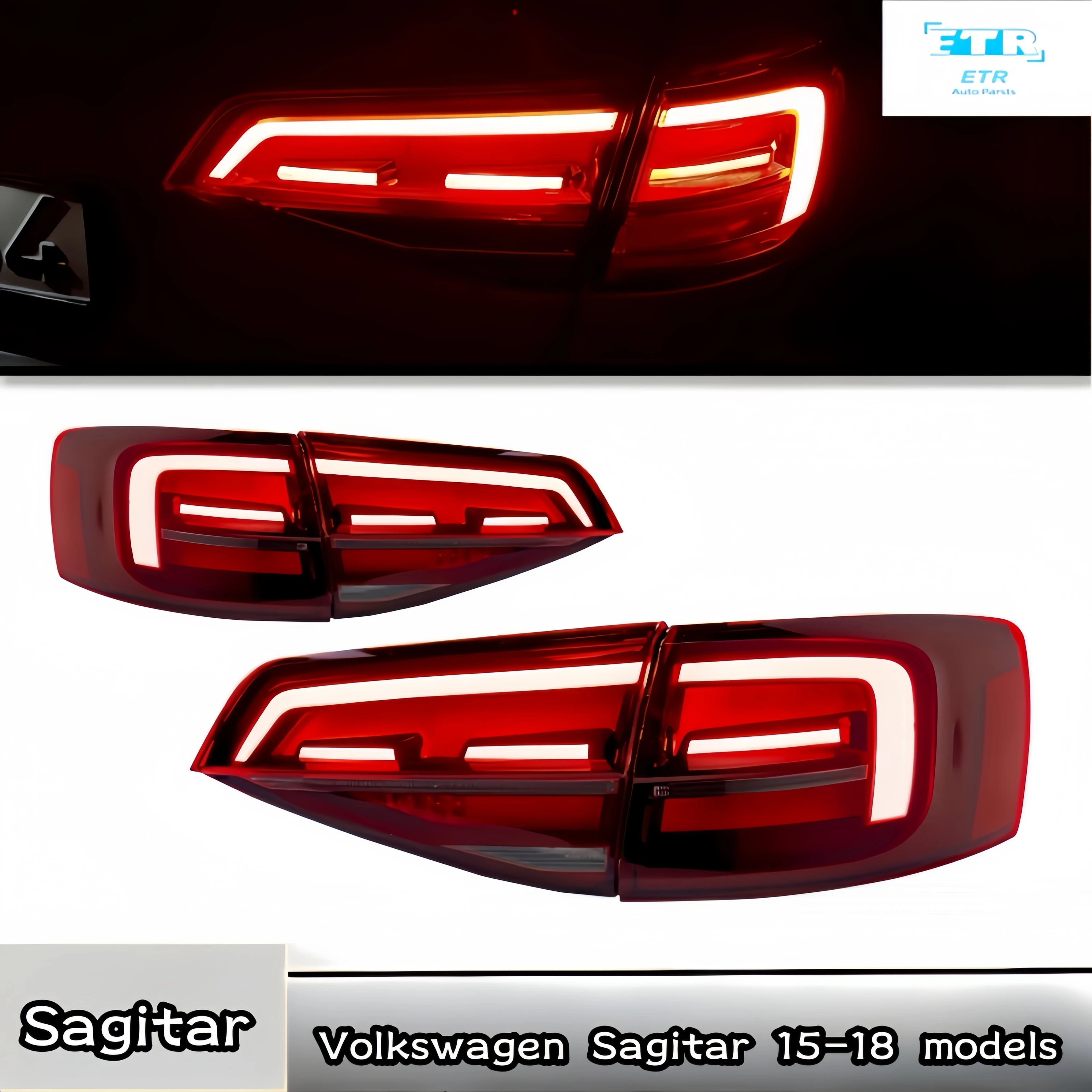 Suitable for Volkswagen Sagitar 15-18 models, with taillight modification, LED assembly upgrade, flow steering, brake lights, an