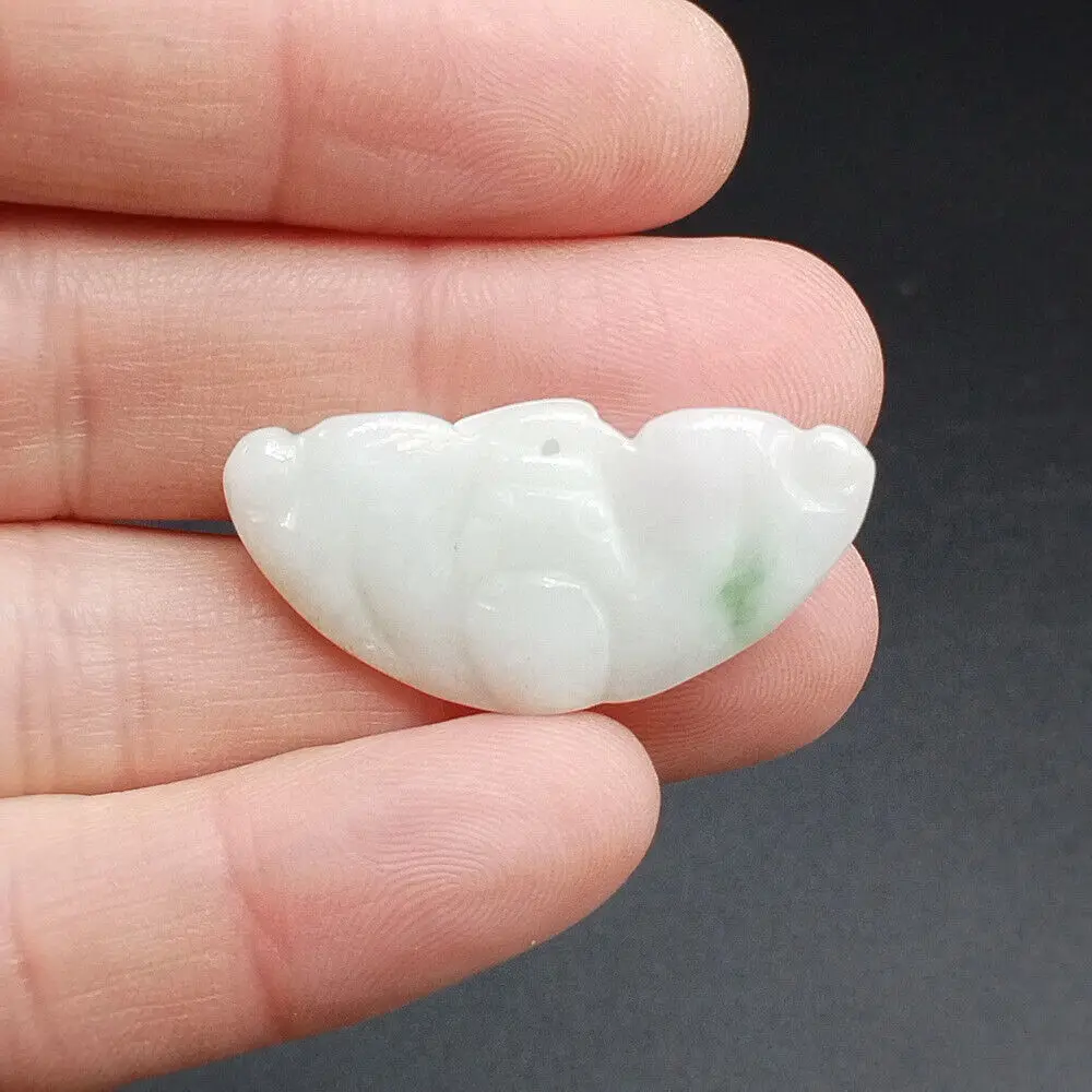 

Certified Lavender Green Burma Natural Type A Jade Jadeite Carved Bat Pendant