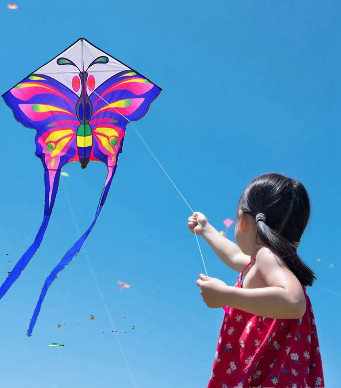 Latawiec Łąka Latawiec Wiatr do Latać Dzieci Dorosły Duży Kolorowy Motyl Długi Ogon Sznurkowe Latawce Krata Zabawa na Świeżym Powietrzu Sporty Zabawki