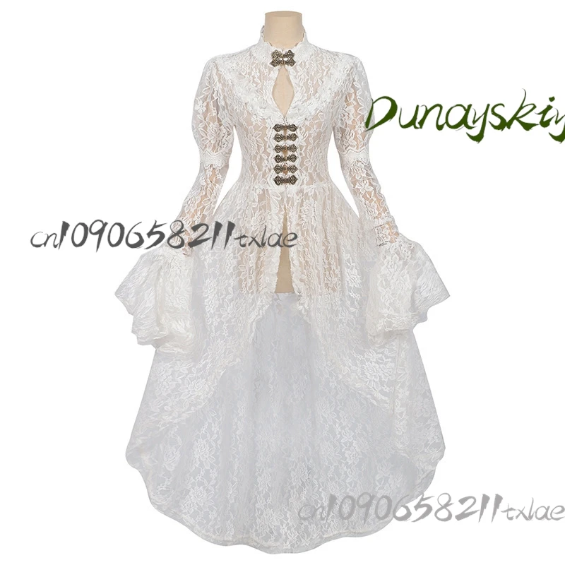

2025 Victorian Gothic Ball Gown - Asymmetric Trumpet Sleeve Dress Halloween/Easter/Christmas Cosplay