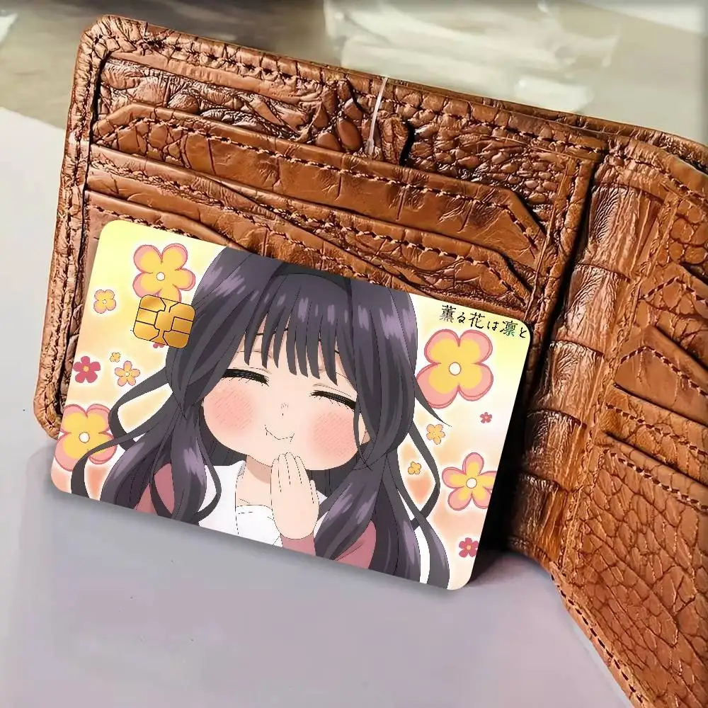 Kawaii Waguri Kaoruko ANIME Cartoon 4pcs 1Set Credit Card Skin Stickers  Bank Card Bus Metro Card Sticker Waterproof Women Gift