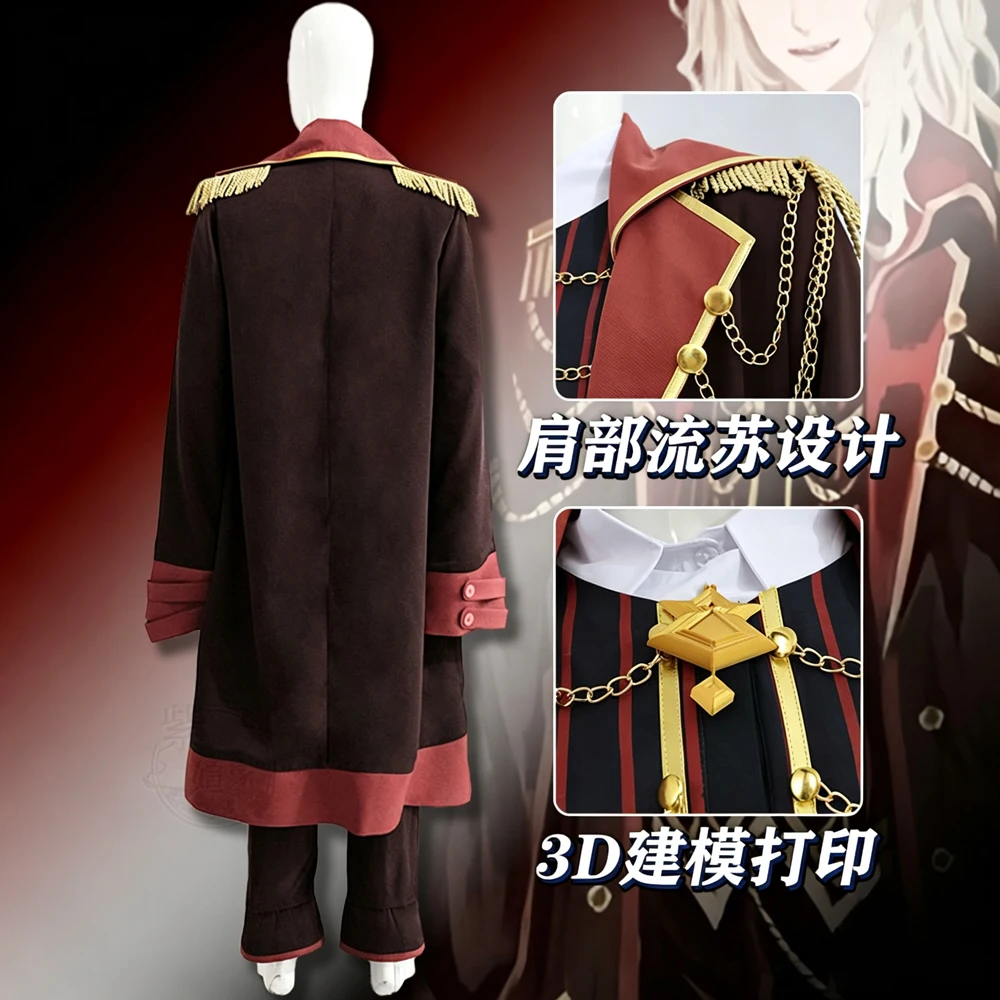 Limbus Company Don Quixote First Kindred Bloodfiend Cosplay Costume Long Coat Black Red Uniform For Men Women Halloween Party - view 4