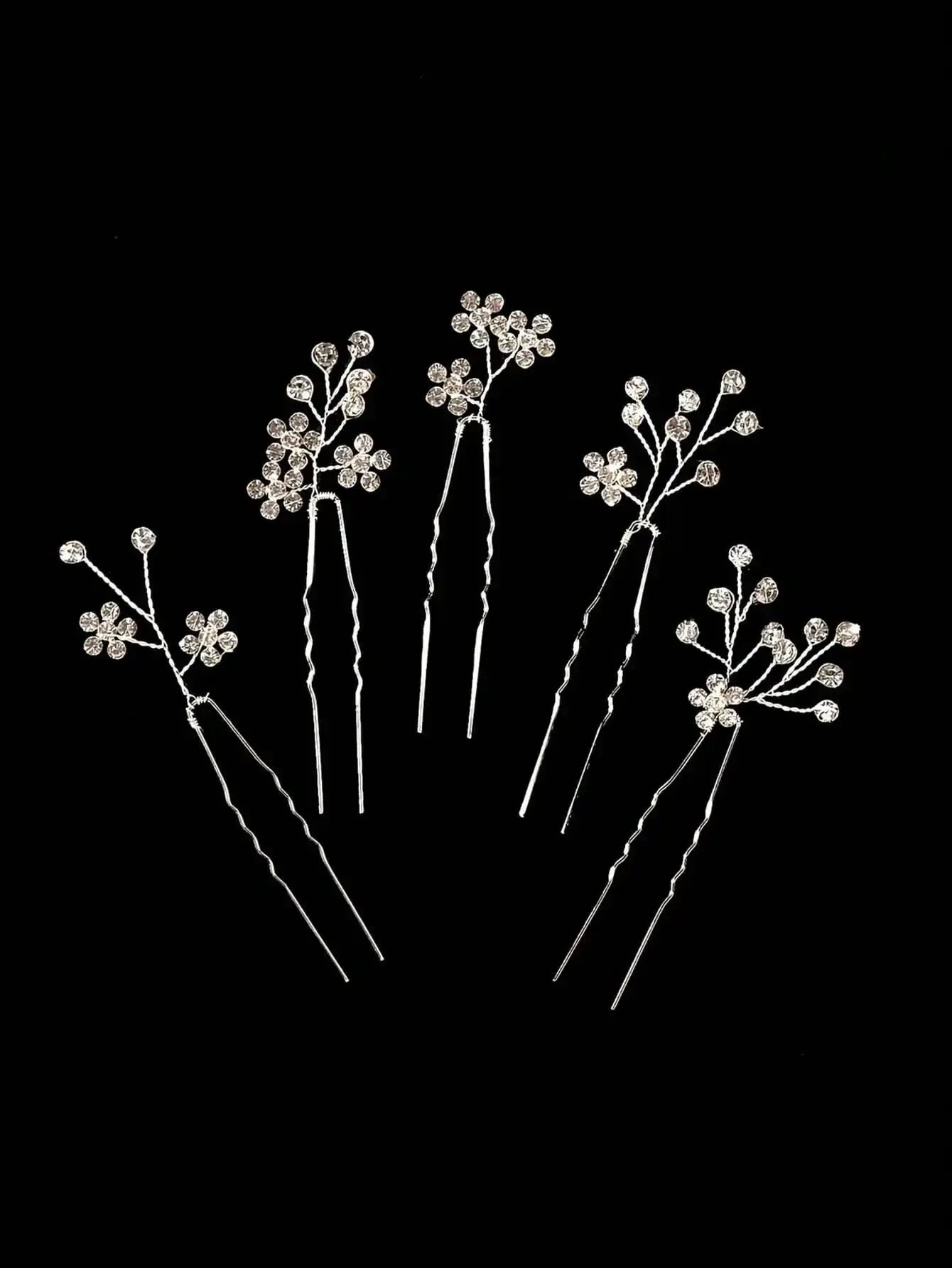 

5pcs/Set Plum Blossom Crystal Hair Clips, Bridal Wedding Hair Accessories,Elegant,Party