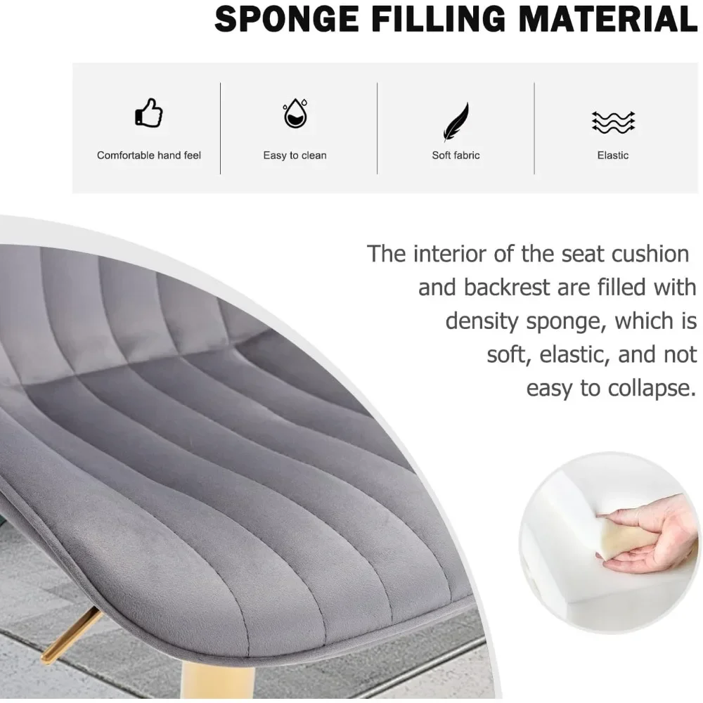 Modern Gold Velvet Bar Stools Set of 2 Swivel Counter Height with Back Adjustable Kitchen Island Stools for Home Decor