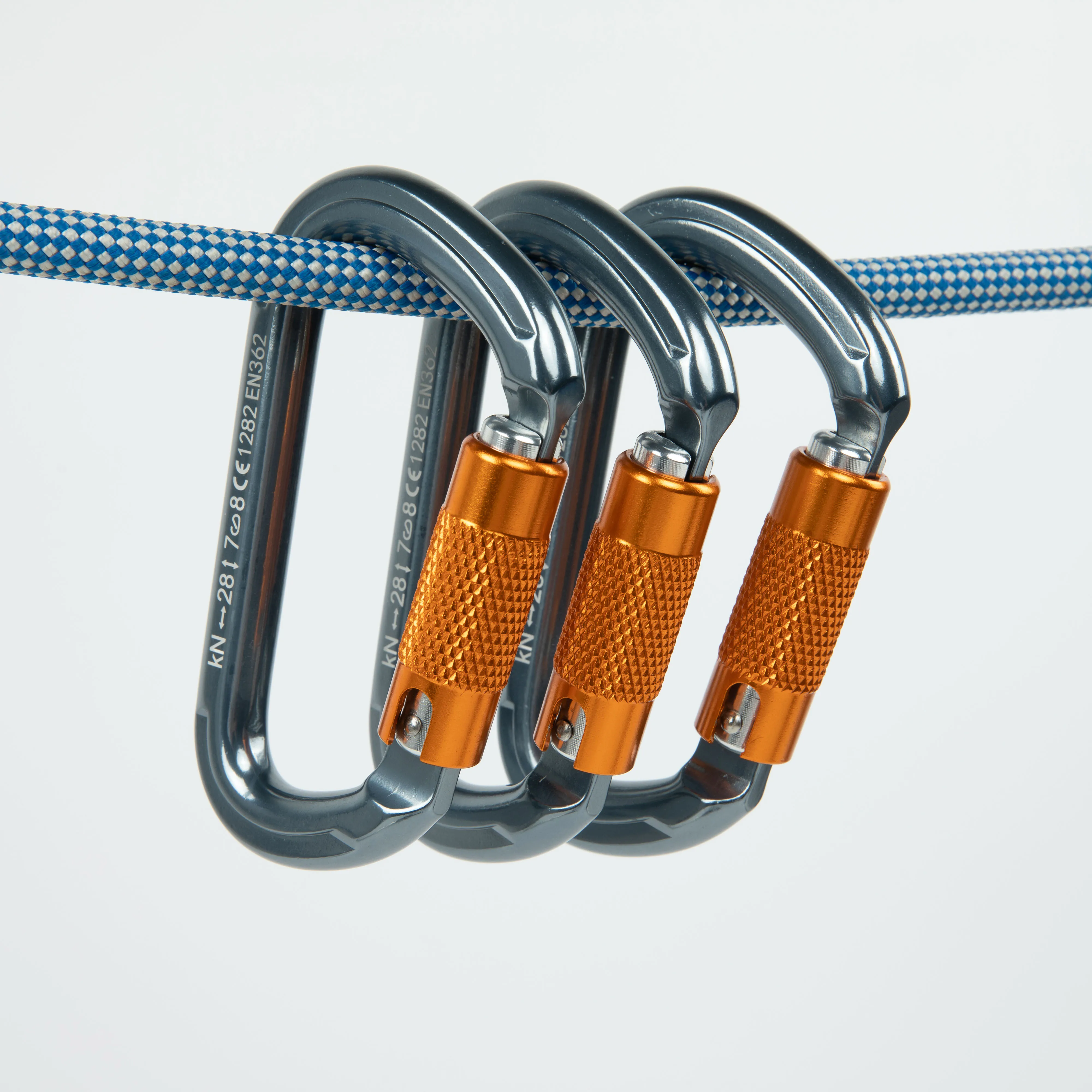 Camnal Heavy Duty 30KN Aluminum Double Lock D Shape Climbing Carabiner Hook Aerial Work CE Certified Model 9903 Custom Logo view 3