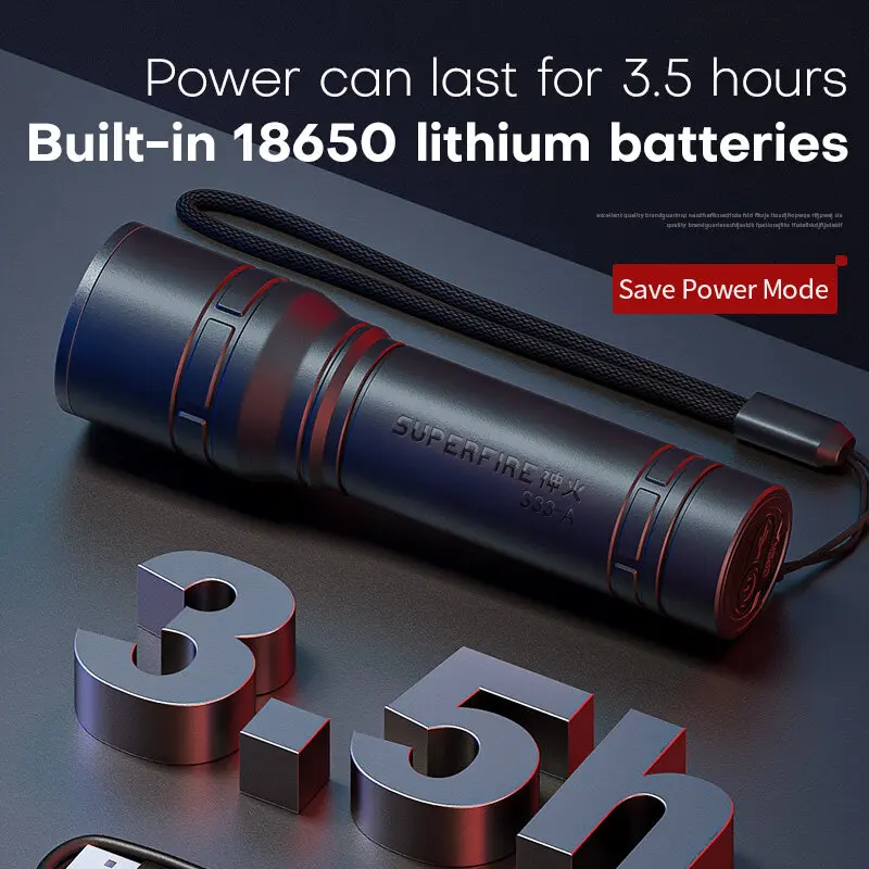 SuperFire S33-A Small led flashlight long lasting rechargeable lamps Mini torch edc flashlights for Camping Hunting Lantern