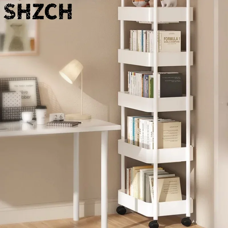 Multi storey Rolling Storage Rack with Wheels Movable Bathroom Cabinets Gap Organizer Shelf Storage Cart