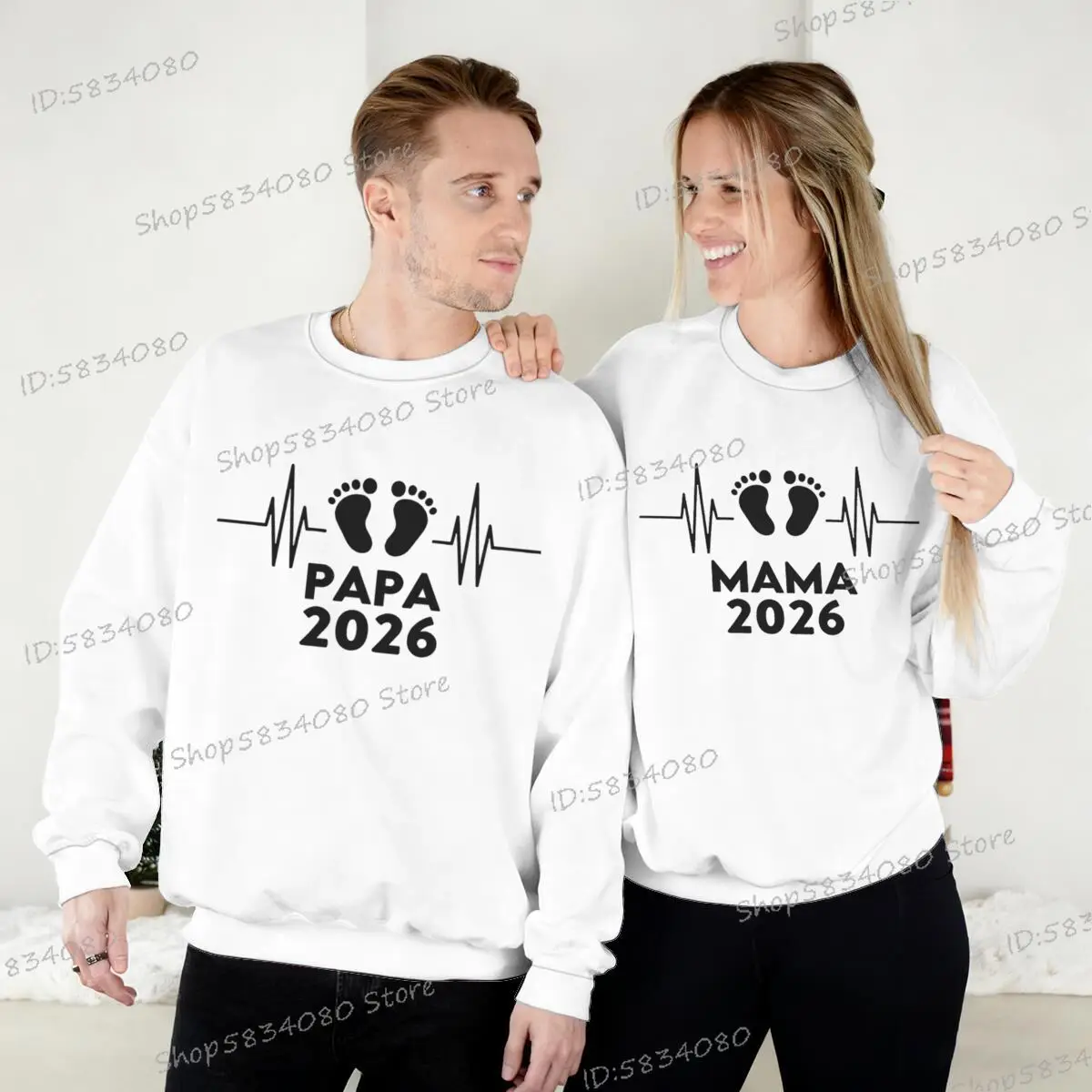 Couples Matching Sweatshirts Men's Women's Papa Mama 2026 Future Dad Mom Sweater Tops Couples Pregnancy Announcement Clothes