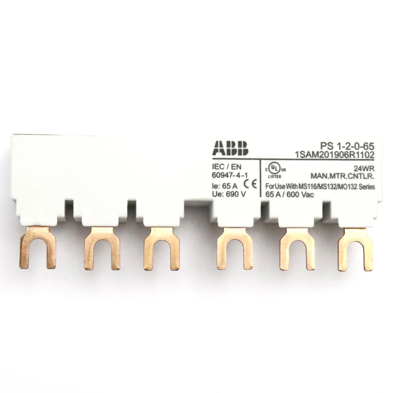 

10 pcs PS1-2-0-65 10108478 1SAM201906R1102 3-phase busbar for 2 MS116 / MS132, Ie=65A