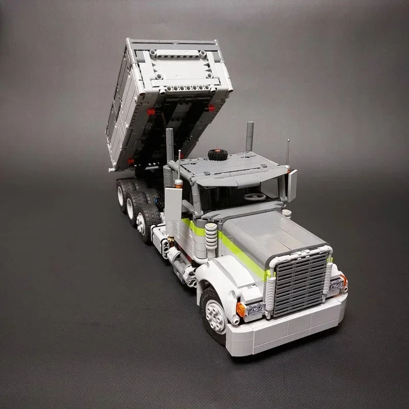 MOC- 129295 Freightliner Classic Day Cab Muldenkipper, Bausteinmodell, 1746, Teile, pädagogisches Kindergeburtstagsspielzeug, Geschenk