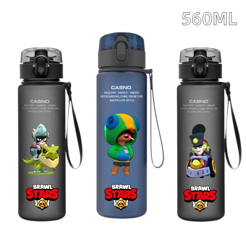 Anime Characters Brawl 560ml Red Black Blue Green Frosted Plastic Portable Sports Large Capacity Water Cup Spike Leon Black Crow