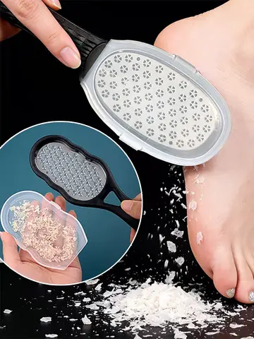 Professional Heavy-Duty Stainless Steel Painless Foot File & Remover with Splash Guard & Handle Suitable for Care Cracked Heels