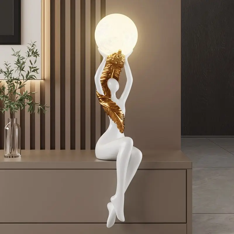 Modern minimalist sitting figure ornament creative ambient light partition soft living room decoration home accessories
