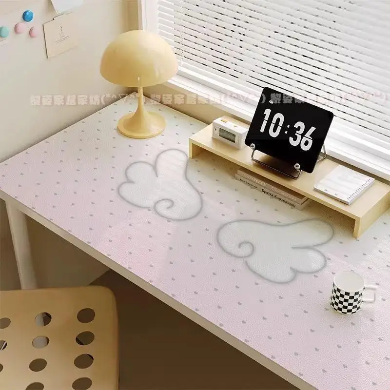 Korean Ins Angel Wing  Dots PU Leather Mouse Mat Non-Slip Large Samll Mouse Pad Game Office Smooth Desk Pad Laptop Keyboard Pad