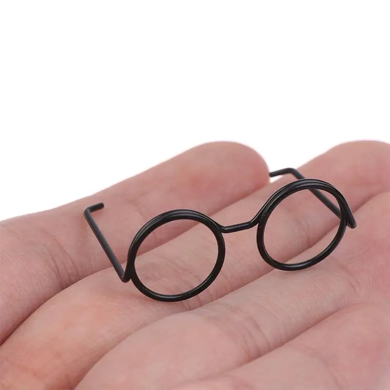 10Pcs Mini Retro Round Doll Glasses Frame Lensless Black Metal Miniature Eyewear Toys Plush Doll Decoration Accessories view 6