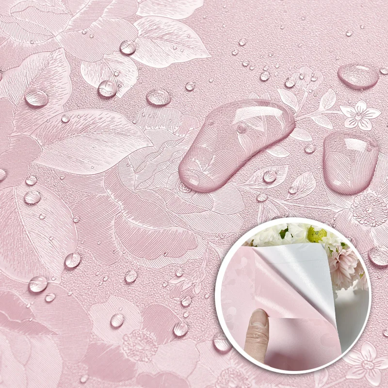 ورق حائط ذاتي اللصق على الطراز الأوروبي البسيط مزين بالزهور شحن سريع PVC مقاوم للماء وقابل للغسل وقابل للتقشير واللصق للاستخدام المنزلي #3