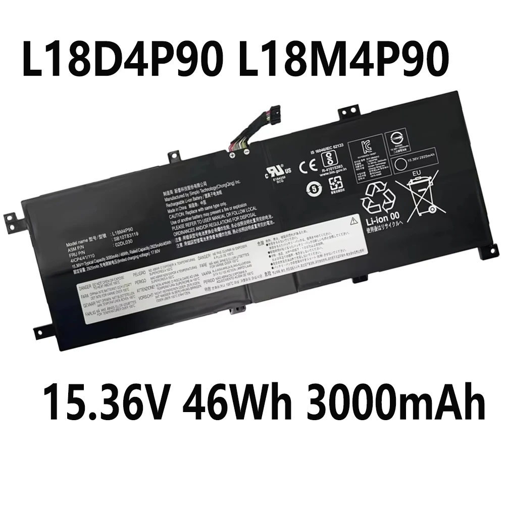 

L18D4P90 L18M4P90 L18C4P90 15,36 В 46 Втч 3000 мАч Аккумулятор для ноутбука Lenovo Thinkpad L13 Yoga Series 5B10W13933 5B10W13934