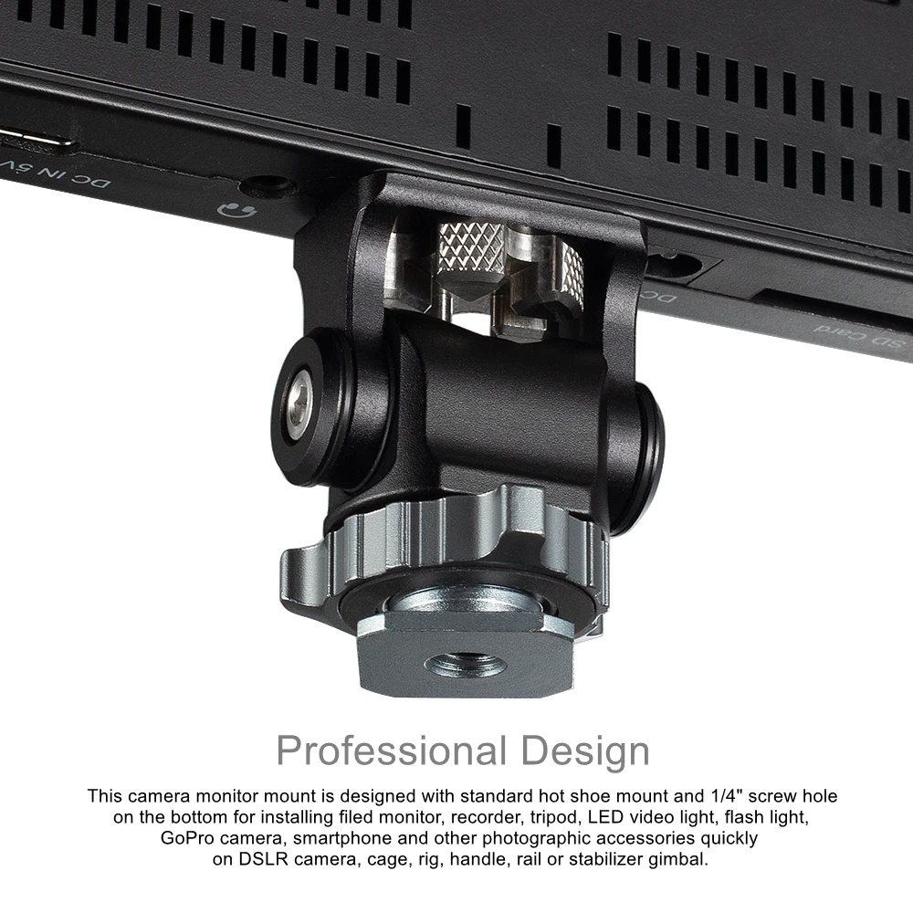 Minifocus 180 Graden Tilt Arm Beugel Roterende Mini Hot Shoe Stand Monitor Mount Base Adapter 1/4 ''Inch Schroef Voor dslr Camera Mic