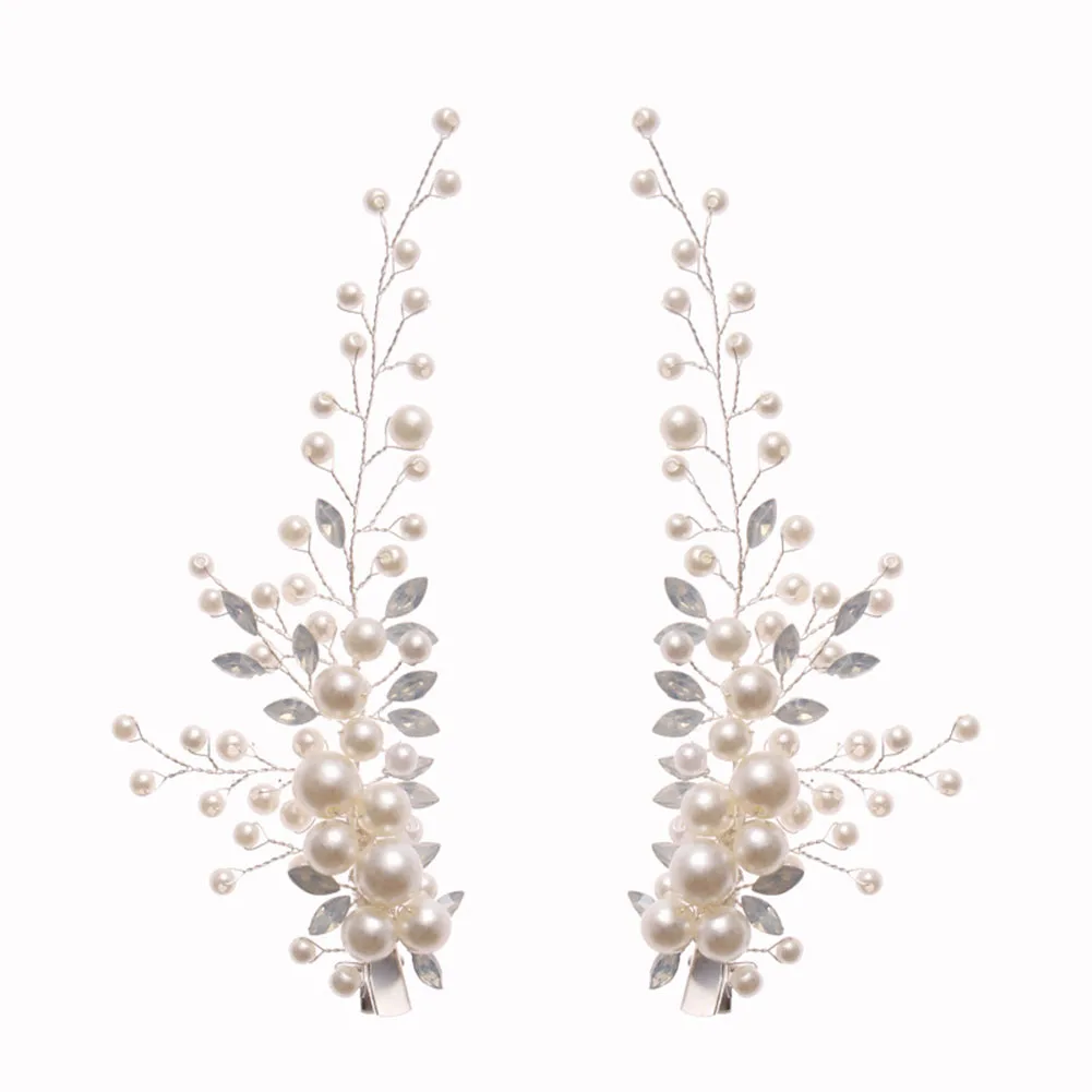 

Bride Wedding Duckbill Hair Clip Bride Sweet Sparkling Faux Pearls Hairpin Accessories for Thick Curly Hair Styling Decorative