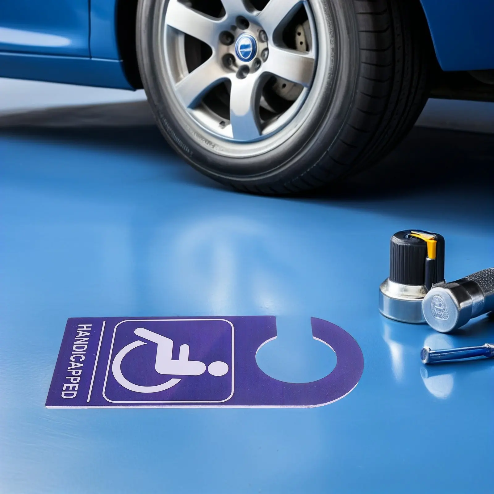 

2Pcs Handicap Parking Placard Sign Blue PVC Waterproof Handicap Permit Tag Disabled Parking Placard Car Hanger