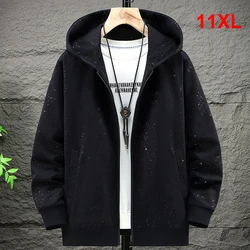 Plus Size 10XL 11XL Hoodie Men Spring Autumn Reflective Spot Printing Jacket Hoodies Male Black Hooded Jackets Big Size 11XL