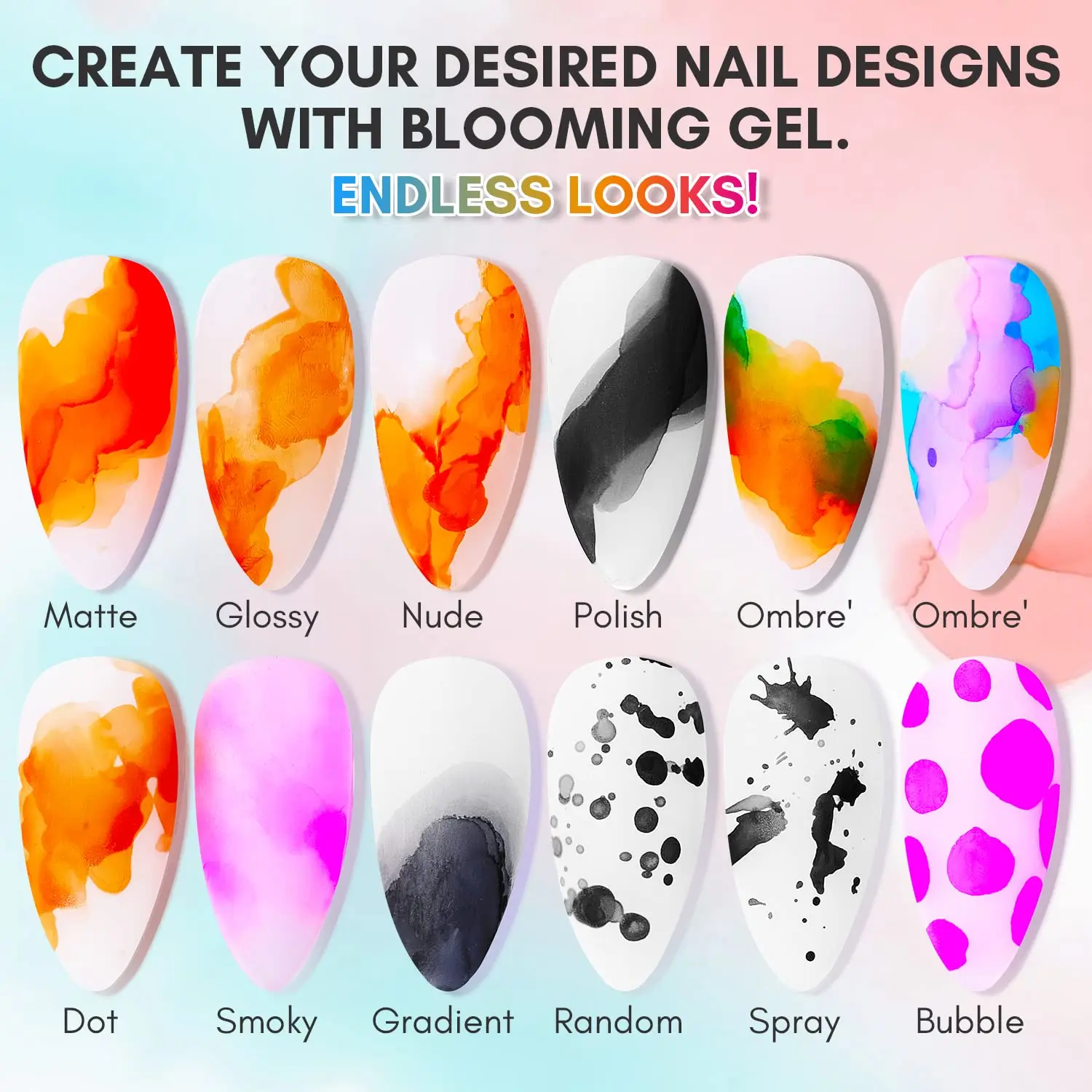 Makartt Marble Nail Polish,Blooming Gel Nail Polish Color Changing Nail Polish Alcohol Nail Ink Watercolor Blossom Gel Polish