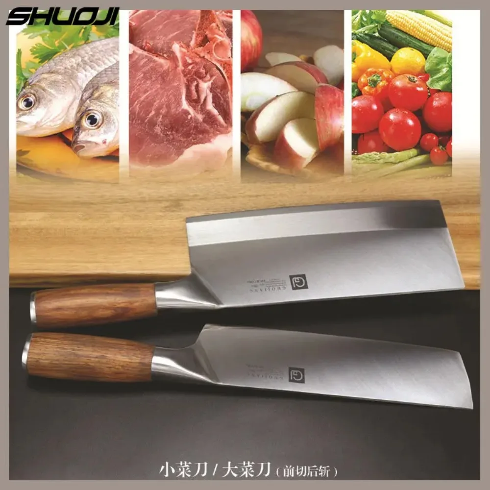 SHUOJI Popular Chef Knives Stainless Steel Slicing Knife Meat Chicken Vegetable Best Chinese Cleaver Cooking Cutlery 4Cr13mov