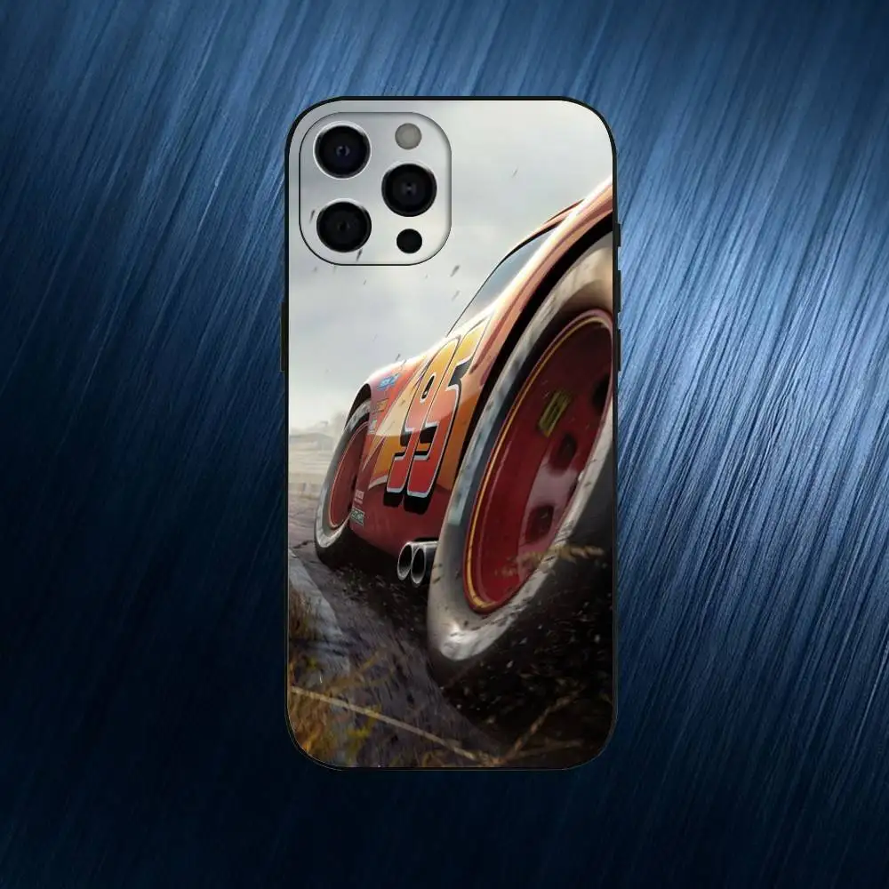 Movie L-Lightning Mc-MCQueenS-S  Phone Case For iPhone 17,16,15,14,13,12,11 Plus,Pro Max, Black Silicone Cover