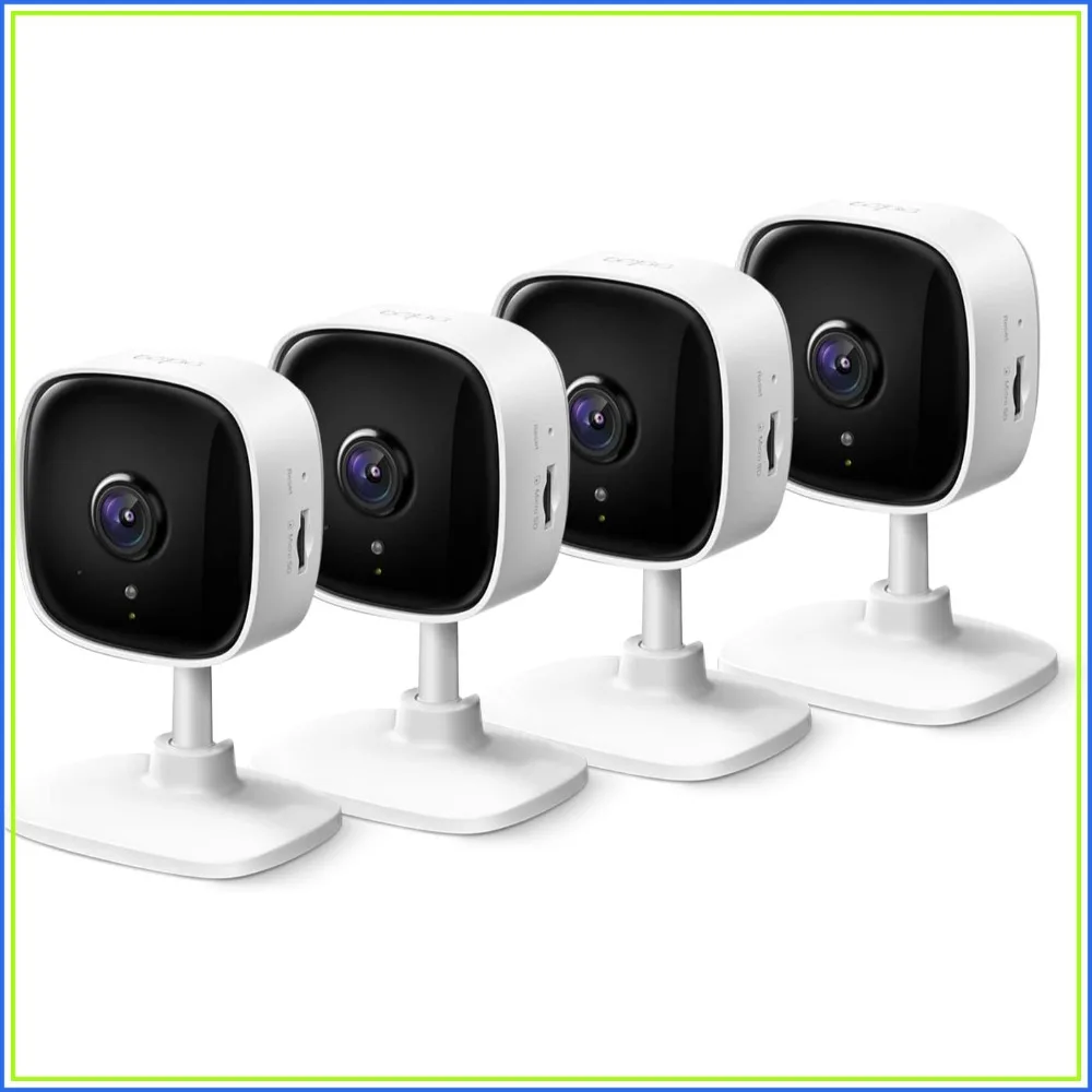 

2K Indoor Security Camera 4-Pack - Baby Monitor & Pet Camera, Motion/Person/Cry Detection, 2-Way Audio, Siren, Local or Cloud Storage, Works with Alexa/Google