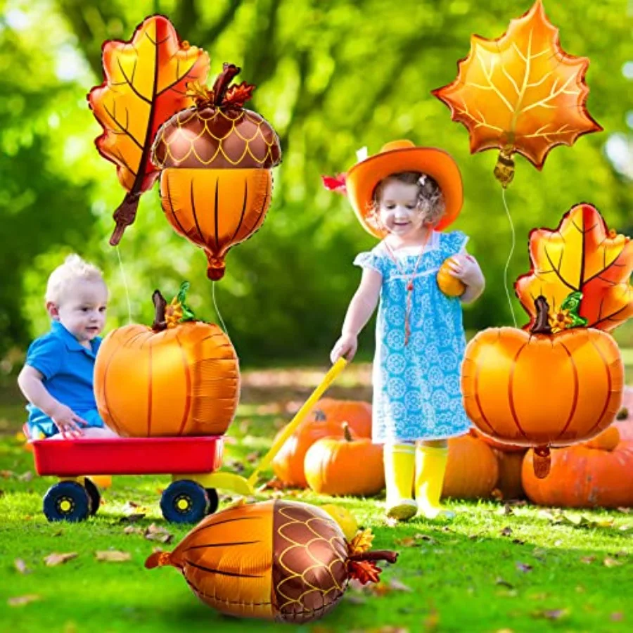 24-pack herfst Thanksgiving-ballonnen met pompoen esdoornblad en dennenappels ontwerp voor feestdecoraties met herfstthema, ideaal voor