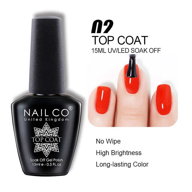 NAILCO No Wipe Top Coat Base Coat Primer Lacquer UV Magic Remover Gel Nagellack Esmalte Soak Off Semi-permanent Vernis Nailart